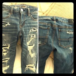 👖 AE DISTRESSED MIDWASH SKINNY JEANS 👖